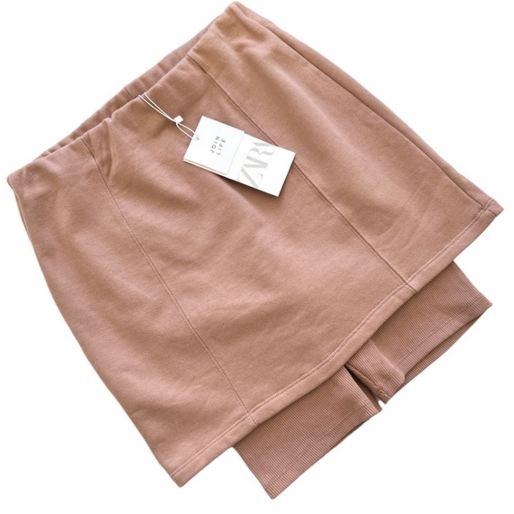 Zara NWT Tan/Mauve Cotton Sport Skirt